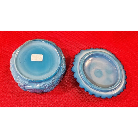 Reidel Bohemian Czech Blue Malachite Glass Powder Box SunFlower Design - Picture 6 of 8